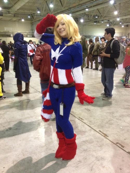 This Cap was amazing- she hand-knitted the whole costume herself! She had a facebook and a deviantar