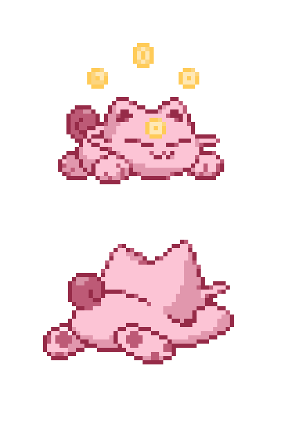 jakereallyishappy: A lil edit of the baby meowth! All pink just for funsies!  Feel free to use!