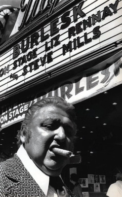 BURLESQUE RETURNS TO BOSTON! Looking not unlike a character from a Martin Scorsese film,&ndash; entrepreneur Joe Savino poses proudly in front of his &lsquo;PILGRIM Theatre&rsquo; in Boston..  In July of '73, Savino staged an old-style Burlesque show