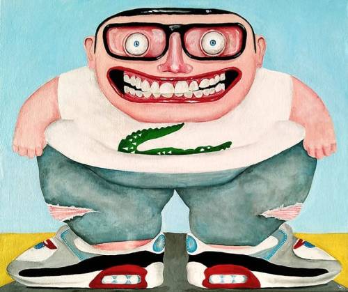 I’M A VERY STABLE PERSON! Acrylic on canvas 50 x 60 cm #contemporarypainting #sneakers #crocod