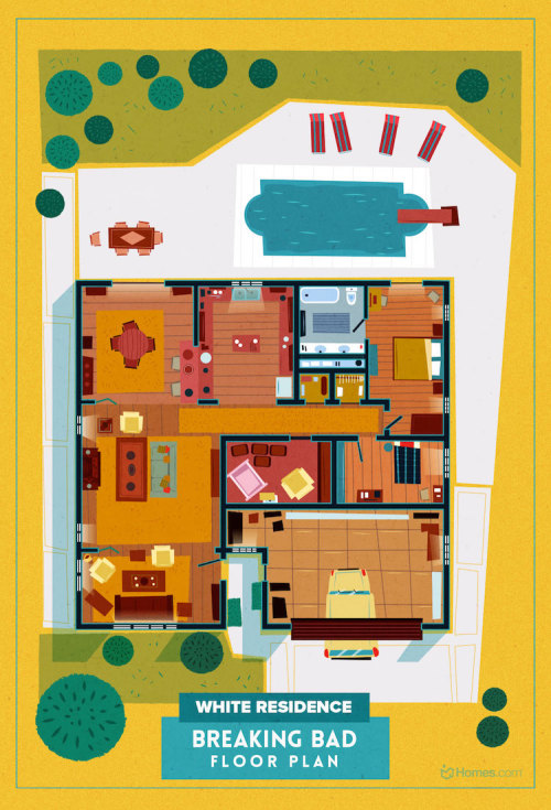 Homes.com has released eight posters detailing the floor plans of all the fictional houses that are 