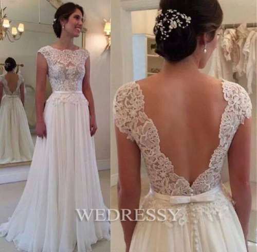 XXX 2015promdress:  White Lace chiffon wedding photo