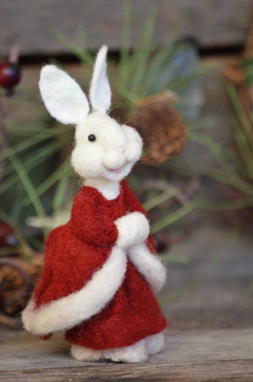 White Christmas Bunny needle felted by Teresa Perleberg