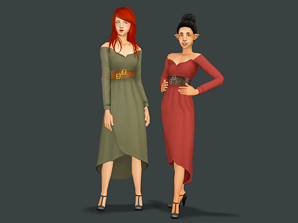 TS2 4t2 Blouse Belt Dress (a mashup) by DeeDee-Sims