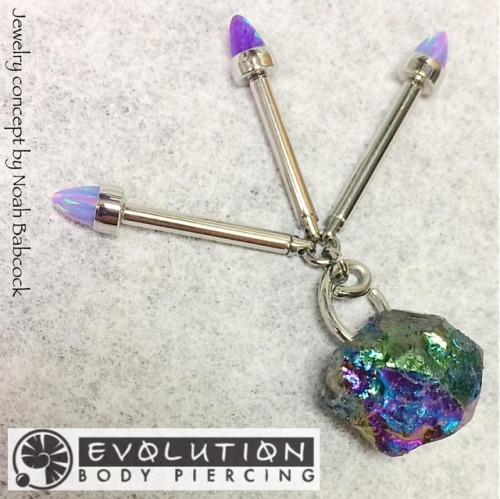Jewelry concept for a three point #industrialpiercing with jewelry components by #anatometal #indust