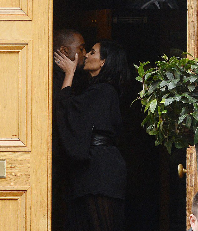champangemamii:  daily—celebs:  2/26/15 - Kim Kardashian + Kanye West leaving Abbey