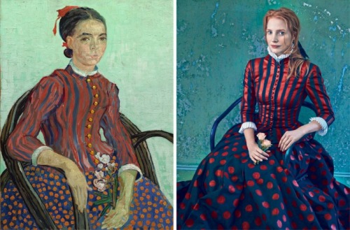 Vogue’s Jessica Chastain photoshoot Painting: La mousmé by Vincent van Gogh For more fashion, click