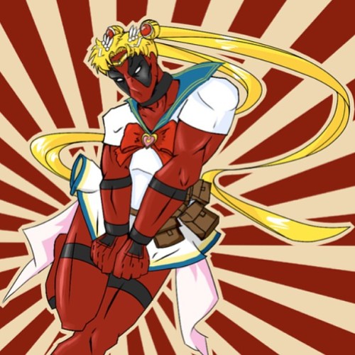 “Fighting evil by moonlight. Winning love by daylight. Never running from a real fight. She is the one called SAILOR-POOL! #sailormoon #deadpool #sailorpool
