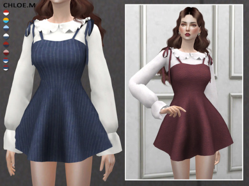 chloem-sims4:  Dress with blouse  Created for: The Sims 4 8colorsHope you like it!Download:TSR