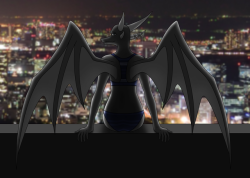 She sat, facing the immense city below, feeling the chill of the evening air. Yet she was unafraid of the height, even if somehow she fell by accident. She was winged, and she could fly back to safety like the past few times. Clad in her underwear, she