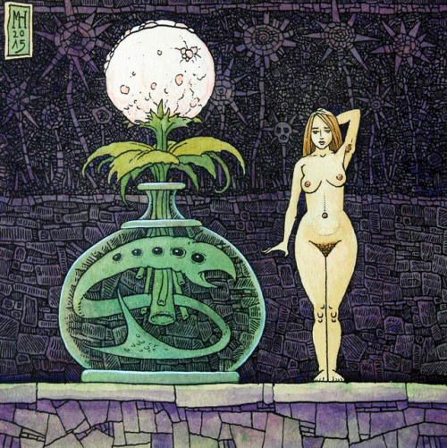 bellsofsaintclements: “Nude with plant” (2015) by German artist Michael Hutter. Wow