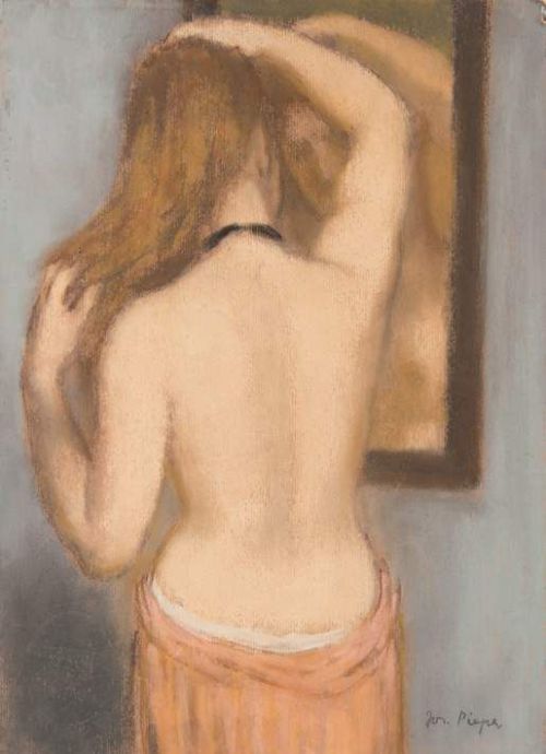 art-mirrors-art:simena:JOSEF PIEPERJosef Pieper - Weiblicher Rückenakt auf Spiegel (1952)