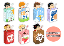 pretermit:  pretermit:  HAIKYUU!! Sticker set now available at the store! :&gt;   NOTICE: since there was a slight error on my part (bc i can’t do math to save my life) the stickers turned out a little under 1.5”, and i felt bad for pricing them