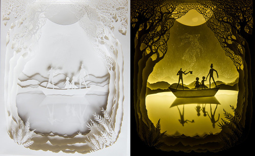 asylum-art:New Backlit Paper Sculptures by Deepti Nair and Harikrishnan PanickerAt Black Book Galler