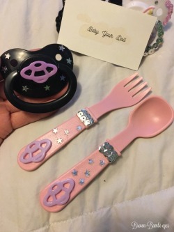 brown-bambi-eyes:  I’m just a little space cadet 💖 💕Paci and silverware from @babyyourdoll 💕