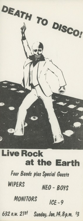 Flyer for this 1979 show at the Earth, in NW Portland featuring an unbelievable line-up. The Earth w