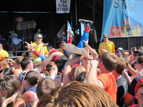 crowd surfing spiderman during reel big fish today