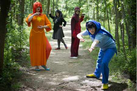 gryfeathr:   And then the gods descended.  Homestuck - Beta Kids John - knightarcana Rose - vintage-