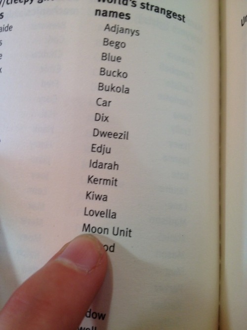 gdwunderpus:  auryane:  therevolutionisnevercoming:  therevolutionisnevercoming:  Ah yes, my dear children Moon Unit, Crispy, and Delete. Found in the best baby names book  Why is this still getting notes  yes this is my children Moon Unit No. 1 and Moon