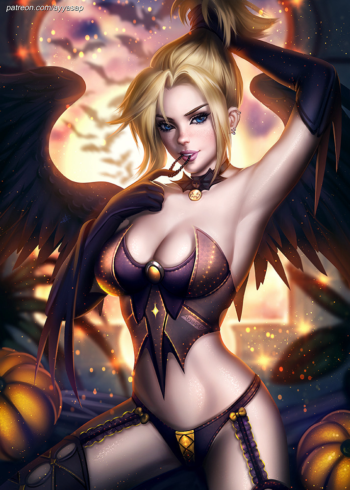 ayyasap:  10/3/ Halloween party Mercy /Overwatch/ by AyyaSAP 