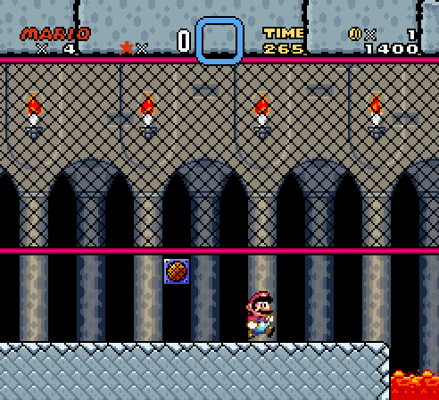suppermariobroth:  In Super Mario World, ducking under a fence, then jumping up to it and grabbing on by quickly switching from holding Down to holding Up will store Mario’s ducking state. Whenever Mario jumps off the fence, he will automatically be