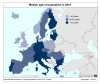 Median age of population in 2014 in the EEA.