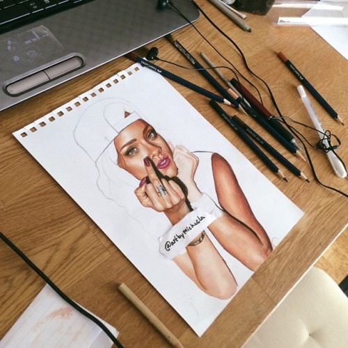 Porn photo escape-to-art:  Rihanna process By @artbymichaela