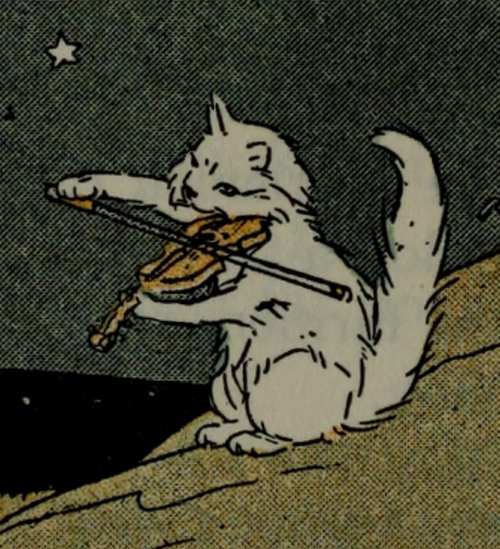 nemfrog:Cat, fiddle. The Latch key of my bookhouse. 1921. 