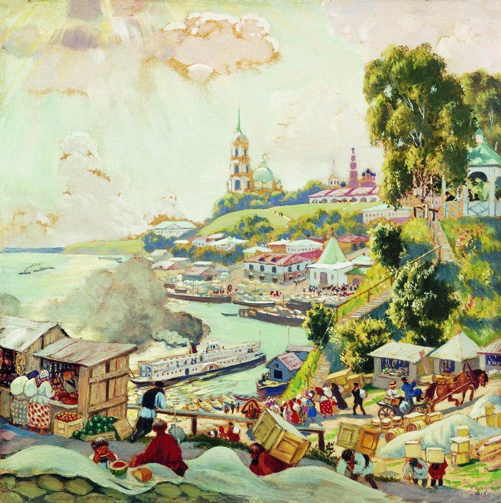 Б. Кустодиев. На Волге. 1910 