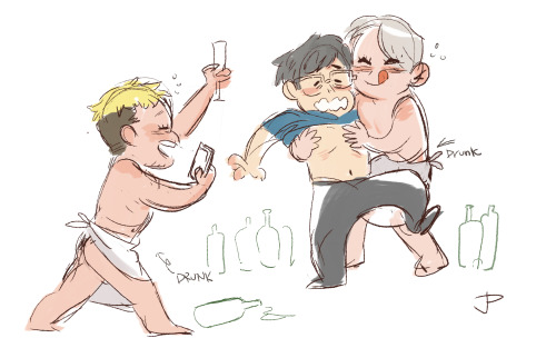 jokeritadoodle:  Drew some YOI sketches after a full week of nonstop school work! feel much much better now hahaha. Larry helped me out with the bedazzling undies and putting the effects on the first one lol @ikkoros and I work so hard to make the effect