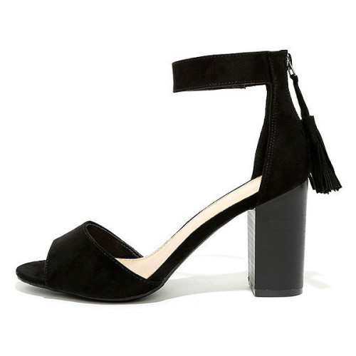 Zoey Black Suede Ankle Strap Heels ❤ liked on Polyvore (see more black shoes)