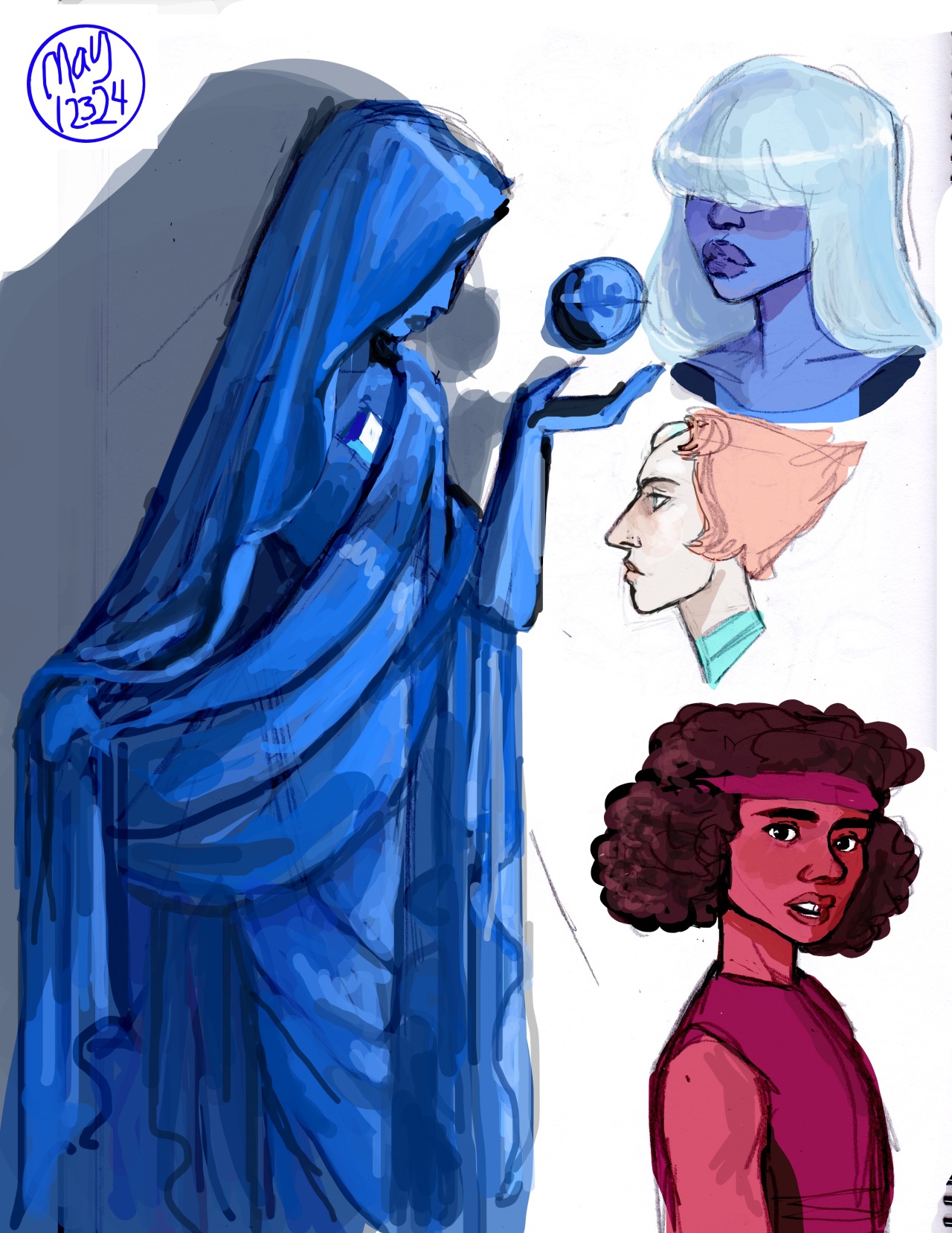 may12324:  Steven Universe sketches. The first picture is my interpretation of Blue