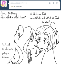 james-hairspray:  ask-tootie-frootie:  ((OOC: How do draw kissing I don’t even))  ((I counts it as a win.))  X3