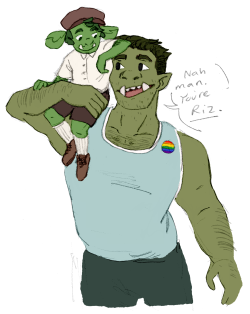 smallestbrown:lil leftover doodle from the LEGENDARY BOYS NIGHT[ID: a drawing of riz gukgak and ragh