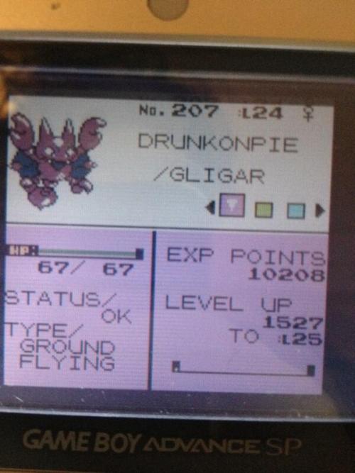 markjl:  i bought pokemon crystal online from someone and their nicknames are possibly the greatest nicknames i have ever encountered 