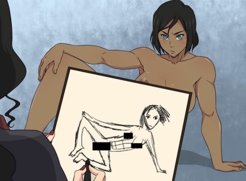 ignitioncrisis: Asami managed to trick Korra into posing nude for a drawing session… Hope she can handle criticism!   This is the patreon pic Raph(ichan) did for the month! And here’s my addition to it! Haha   https://www.patreon.com/ichan01?ty=c