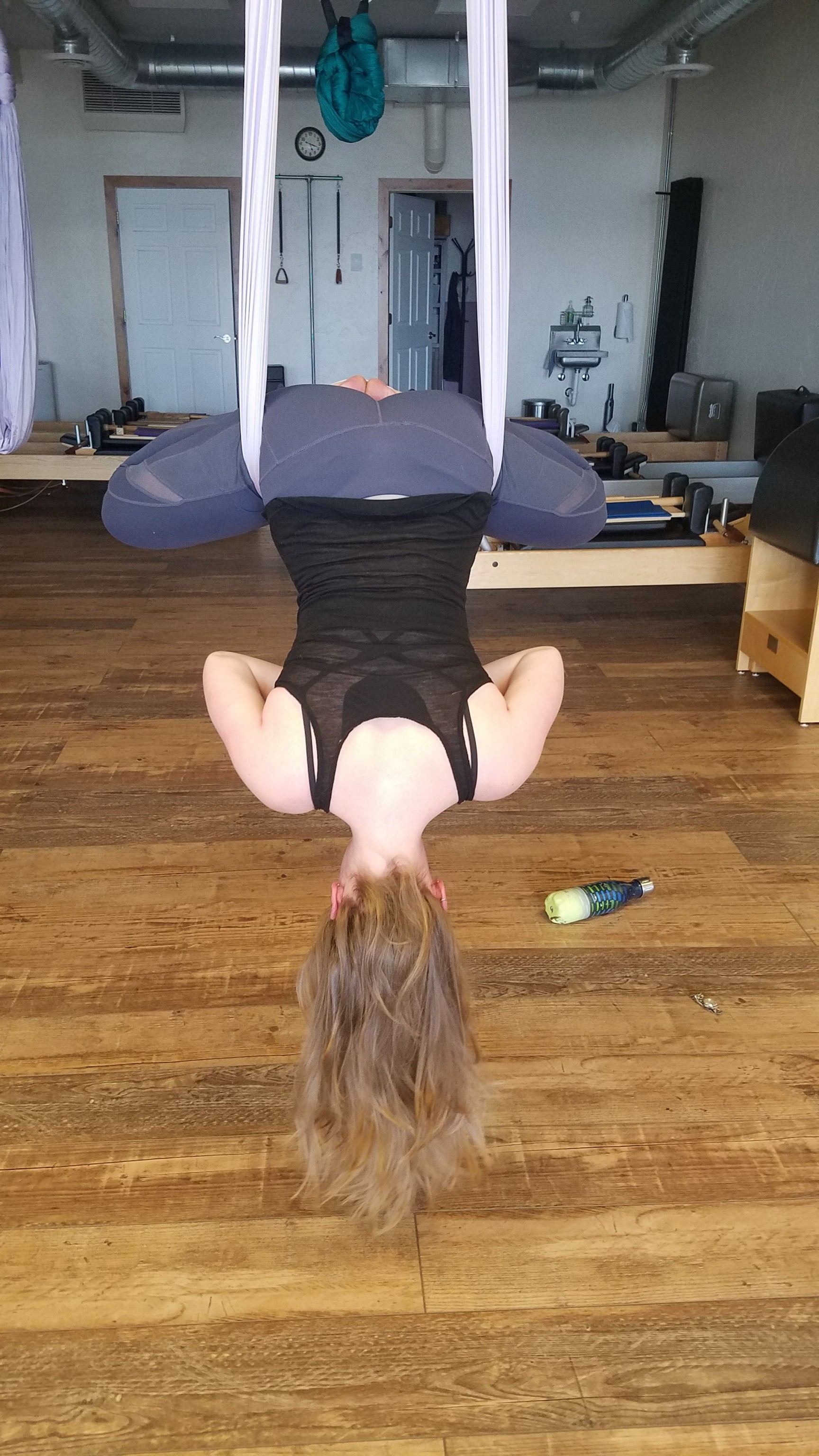 Yoga with aerial silks > yoga without adult photos