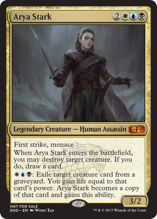 A friend of mine hates Arya, but I think he’s just jelly. So I made an Arya card for him.Art b