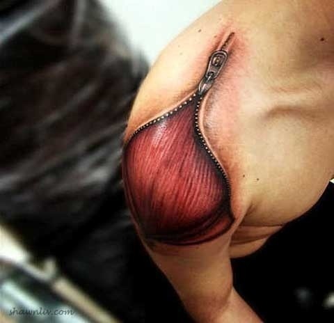 Optical illusion tattoo arm