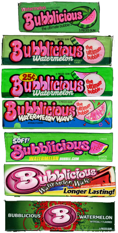 90s90s90s:The evolution of Watermelon Bubblicious  - 1980’s-to-today.