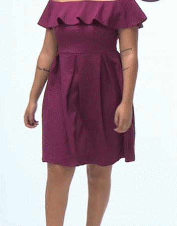 plussizeebony:  ASOS CURVE Textured Ruffle Bardot Dress In Longer Length 