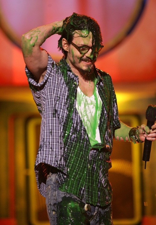 Funny Moments: 17 years ago, on April 2, 2005, Johnny Depp was completely slimed on stage during the