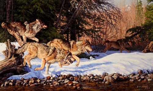 antiqueanimals: Greg Beecham (b. 1954), Wolves Running