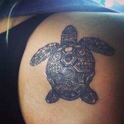 tattoos-org:  Tattoo of Aztec sea turtleSubmit Your Tattoo Here: Tattoos.org