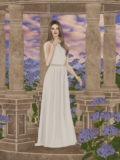 nikaonishko: Halter wedding dress to TS2! Original meshes&amp;textures by @lazyeyelids and 