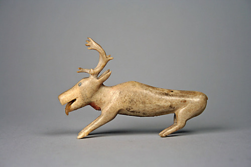 theolduvaigorge: Inuit carved figures (20th century): Top: Caribou; antler (Canada, Nunavut, Pelly B