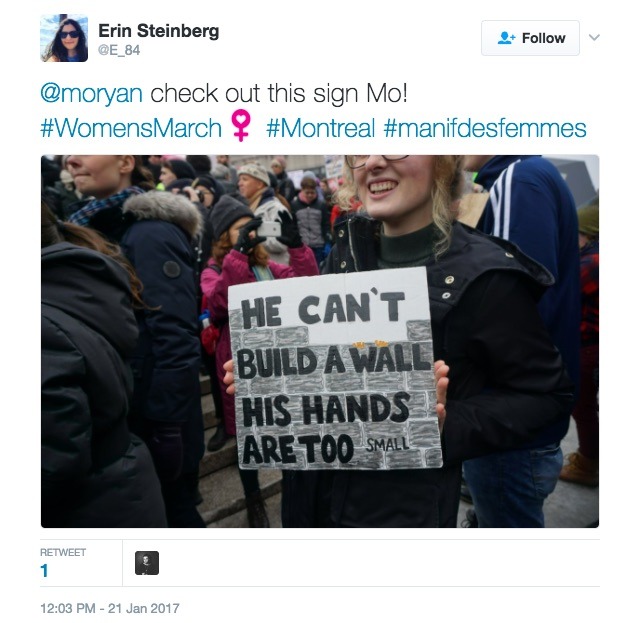 allthecanadianpolitics:Women’s March on Washington solidarity rally in Montreal,