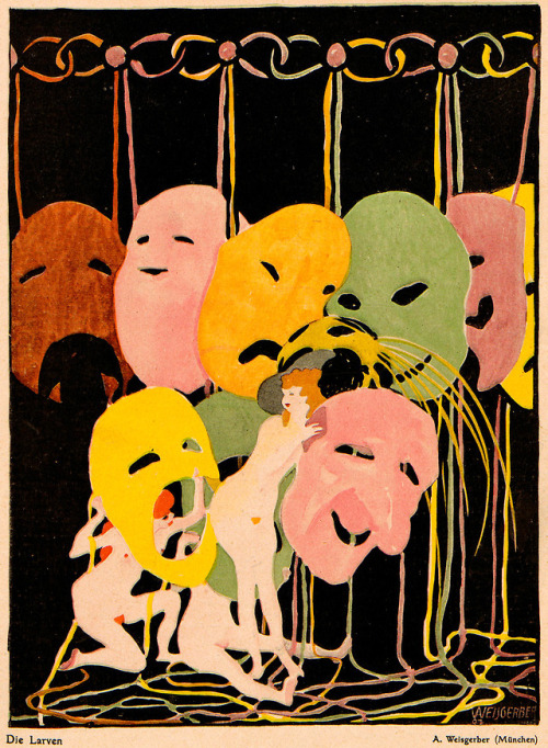 thefugitivesaint:  Albert Weisgerber (1878-1915), ‘Die Larven’, “Jugend”, 1909Source
