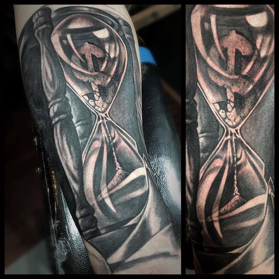 Tattoo uploaded by Red X ink  Time is money concept  timeismoney time  money hourglass dark darkskintone realism blackandgrey  Tattoodo