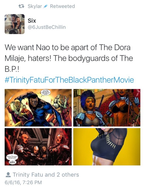 freakyimagination:  JOIN US! In our movement to get Trinity Fatu AKA Naomi to be casted in the upcoming Marvel movie “Black Panther” hashtag! #TrinityFatuForTheBlackPantherMovie come on guys help out! 